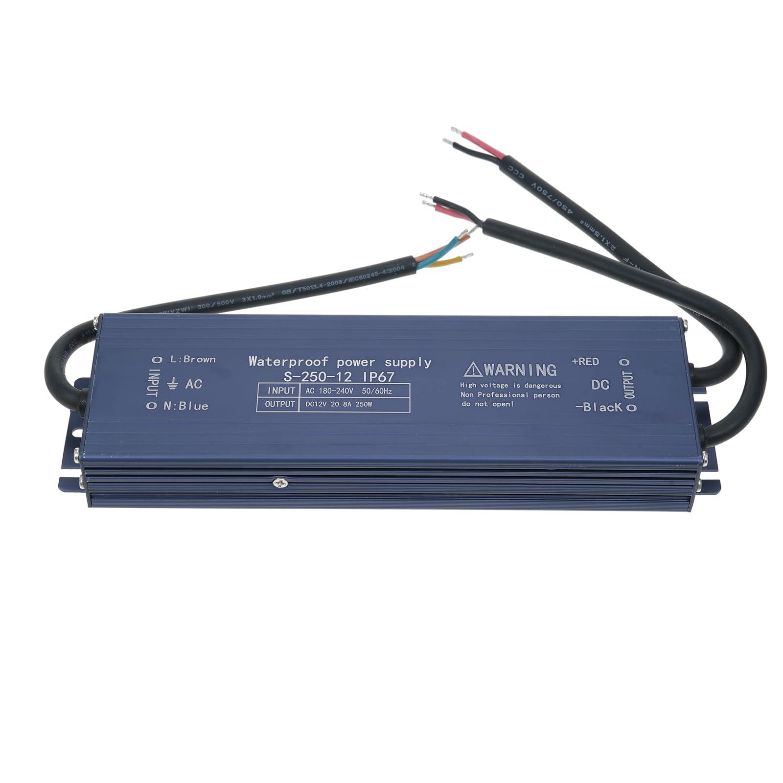 Fafeicy Driver LED IP67, Trasformatore di Tensione di Alimentazione Switching da 400 W, Adattatore di Alimentazione Impermeabile per Striscia Luminosa a LED per Insegne Luminose (250W)