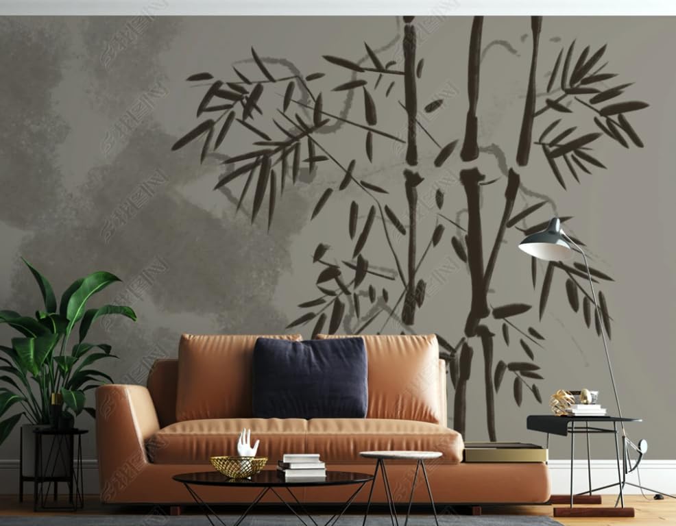 Papier Peint Intissé Bambou Style Peinture Chinoise Mural 250x175 cm