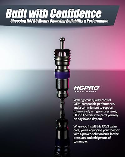 Miniatura 6 de Núcleos de válvula de alta presión con sello de teflón (morado) - para R410, R32, R22 (paquete de 25) HCPRO RAV3