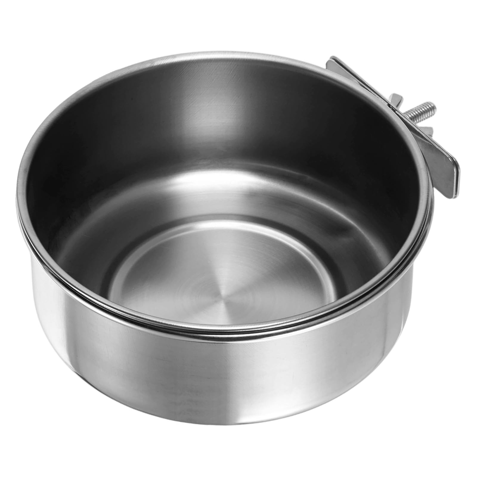 M METERXITY 2-Pack Small Bird Feeding Dish Cups, 5.51 Inch Stainless Steel Parrot Cage Food Water Bowl Cup Dish with Holder for Cockatiel/Budgies/Parrot/Small Animal [Silver]