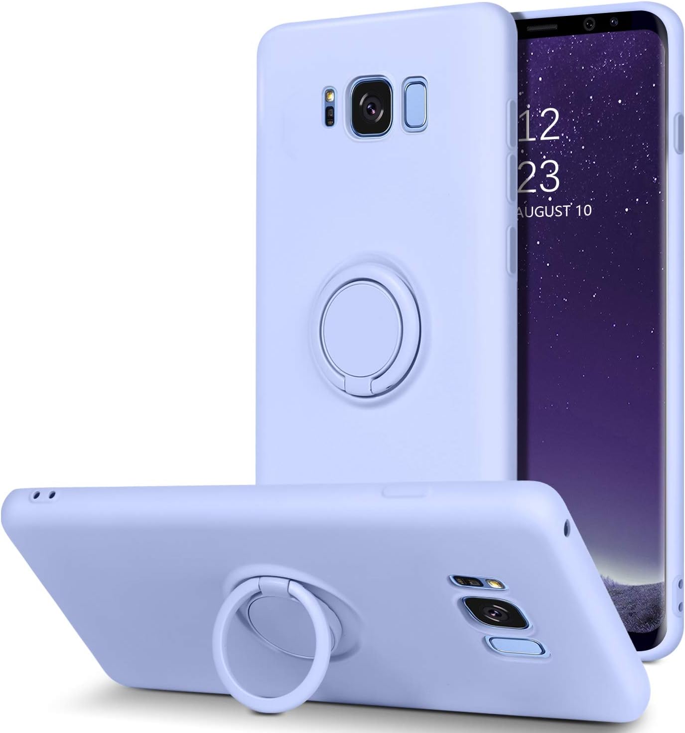 BENTOBEN Samsung Galaxy S8 Case, Slim Silicone Soft Rubber with 360° Ring Holder Kickstand Car Mount Supported Shockproof Bumper Protective Non-Slip Cute Case for Samsung Galaxy S8 5.8" (2017), Purple