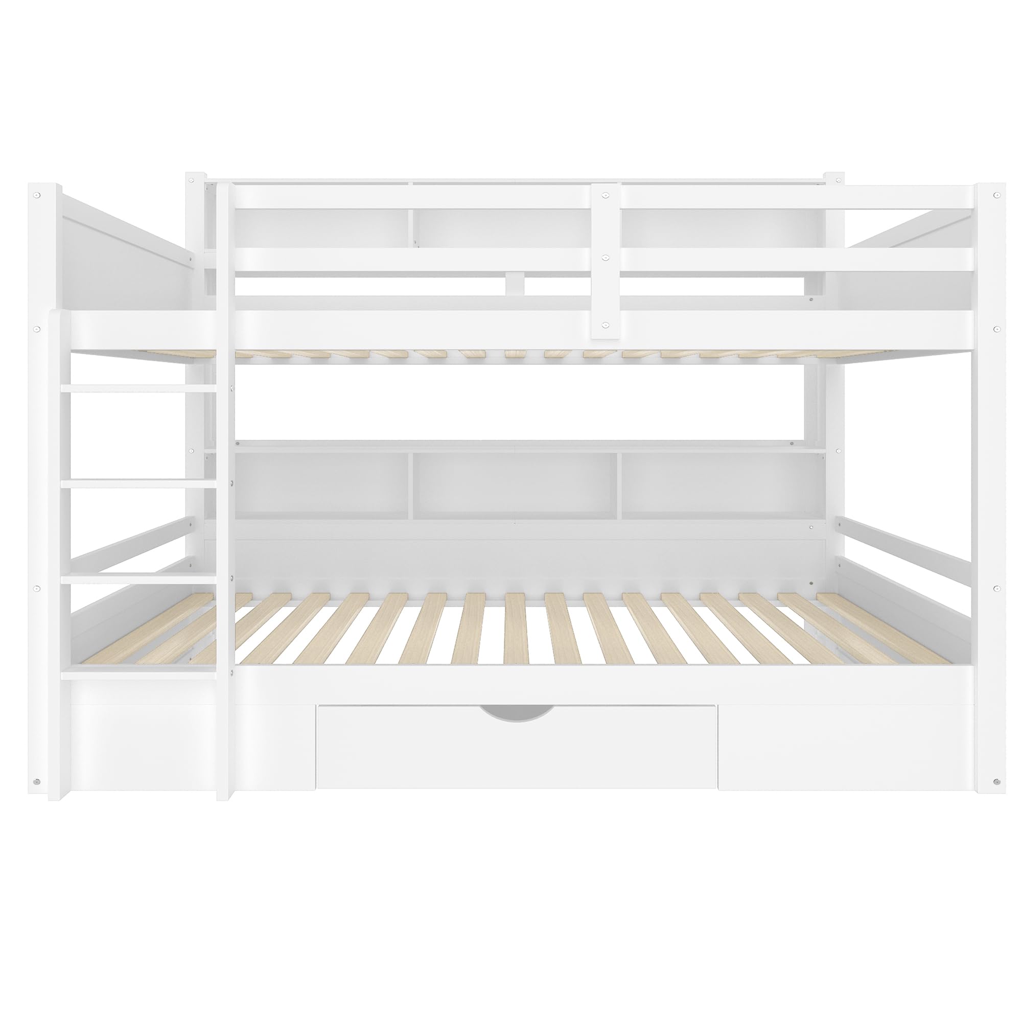 Moimhear Letto singolo, 90 x 200 cm, letti a castello, letti a castello, con cassetti, con vano portaoggetti (bianco)
