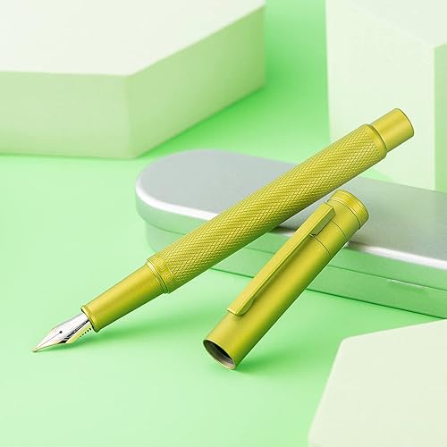 Miniatura 236 de Hongdian Black Forest - Pluma estilográfica de punta media, diseño clásico con convertidor y estuche de metal Negro -,Azul,Latón,Fibra de