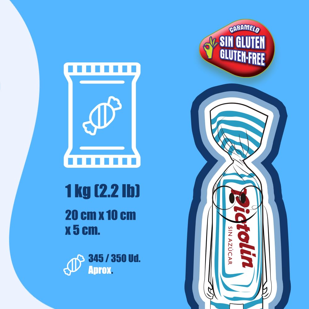 Intervan Pictolin Caramelos duros sin azúcar de menta completa, dulces de menta fuertes, 1 kg