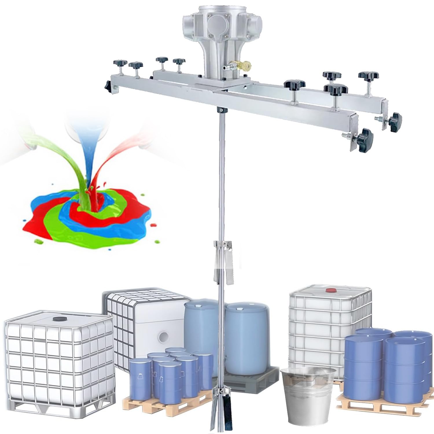 Qiang Agitador Pintura Neumático,Mezclador Tambor Barril Tanque con Montaje Abrazadera,Capacidad Mezcla 1000 L,Mezclador Cemento,Mortero,Yeso,Pintura,Forraje,Herramienta para Agitar,H500