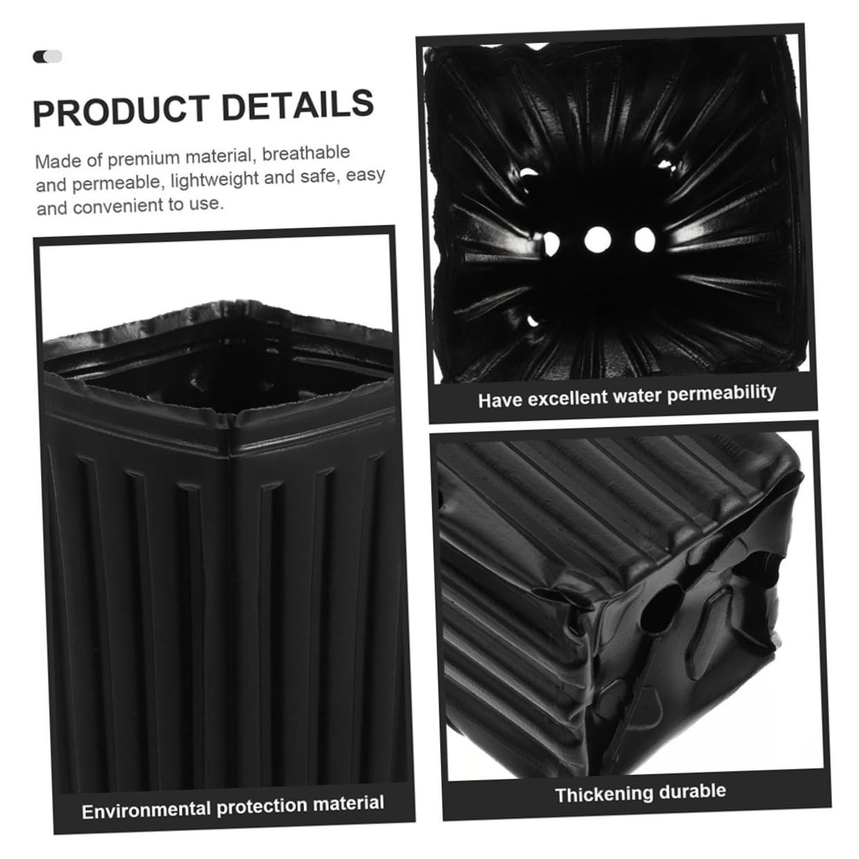 BESPORTBLE Macetas para Plantas 60piezas Copa de Cultivo de Plantas Negro 30X10X10Cm Protección de Permeabilidad al Agua Adecuado para Árboles y Hortalizas