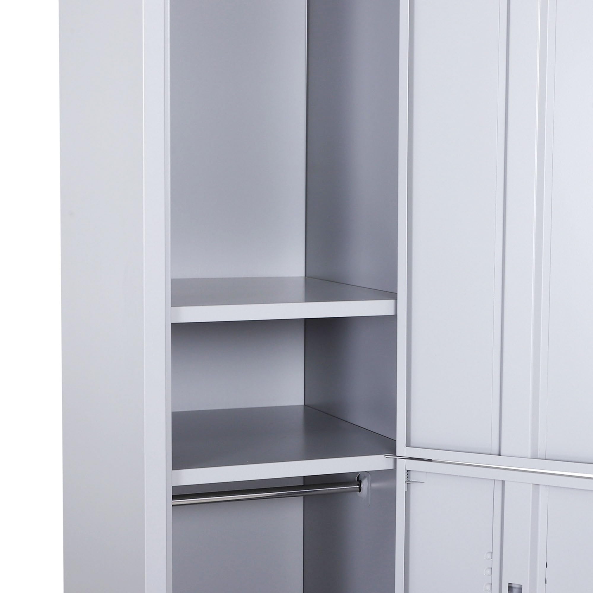 Vinsetto Armoire à Casiers à 4 Niveaux Casier Vestiaire 38x46x180 cm Gris | Casier Vestiaire Métallique, 2 Portes Verrouillables, Tringle de Suspendre, Armoire de Rangement, Bureau, Garage, École