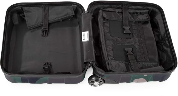 Suitline - Pilot Trolley, Hard Shell, Business Trolley, Cabin Suitcase, Pilot Case, Carry On Luggage, TSA, ABS, 2 Wheels, Camouflage