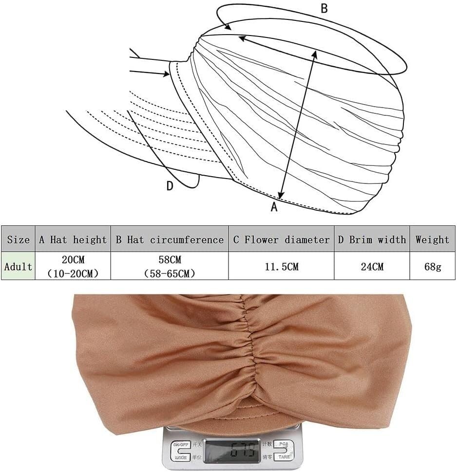 Cappello di Paglia， Cappello di Paglia da Donna, Cappello di Paglia da Donna alla Moda, Cappello da Sole Elastico Anti-ultravioletto, Cappello da Spiaggia, Berretto Cavo, Tesa Oversize(Wit)