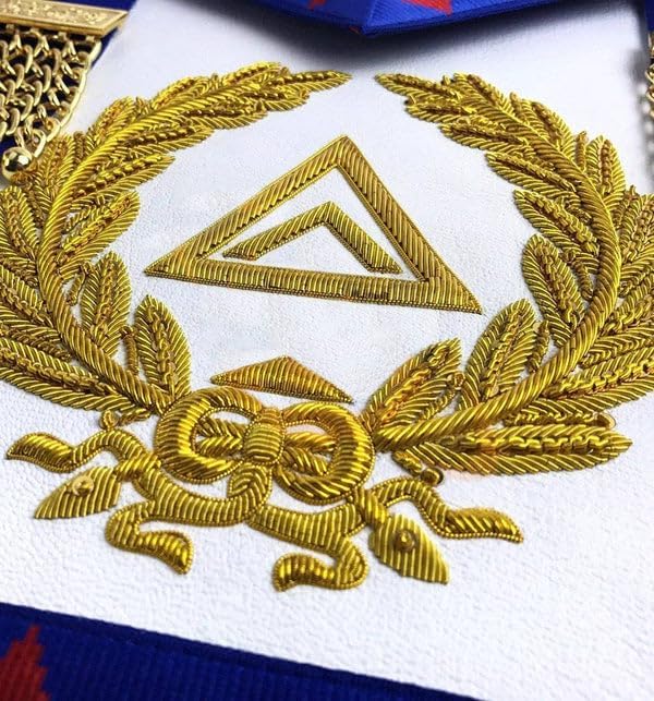 Bricks Masons Blue Lodge Square Compass Chain Collar - Silver on Blue