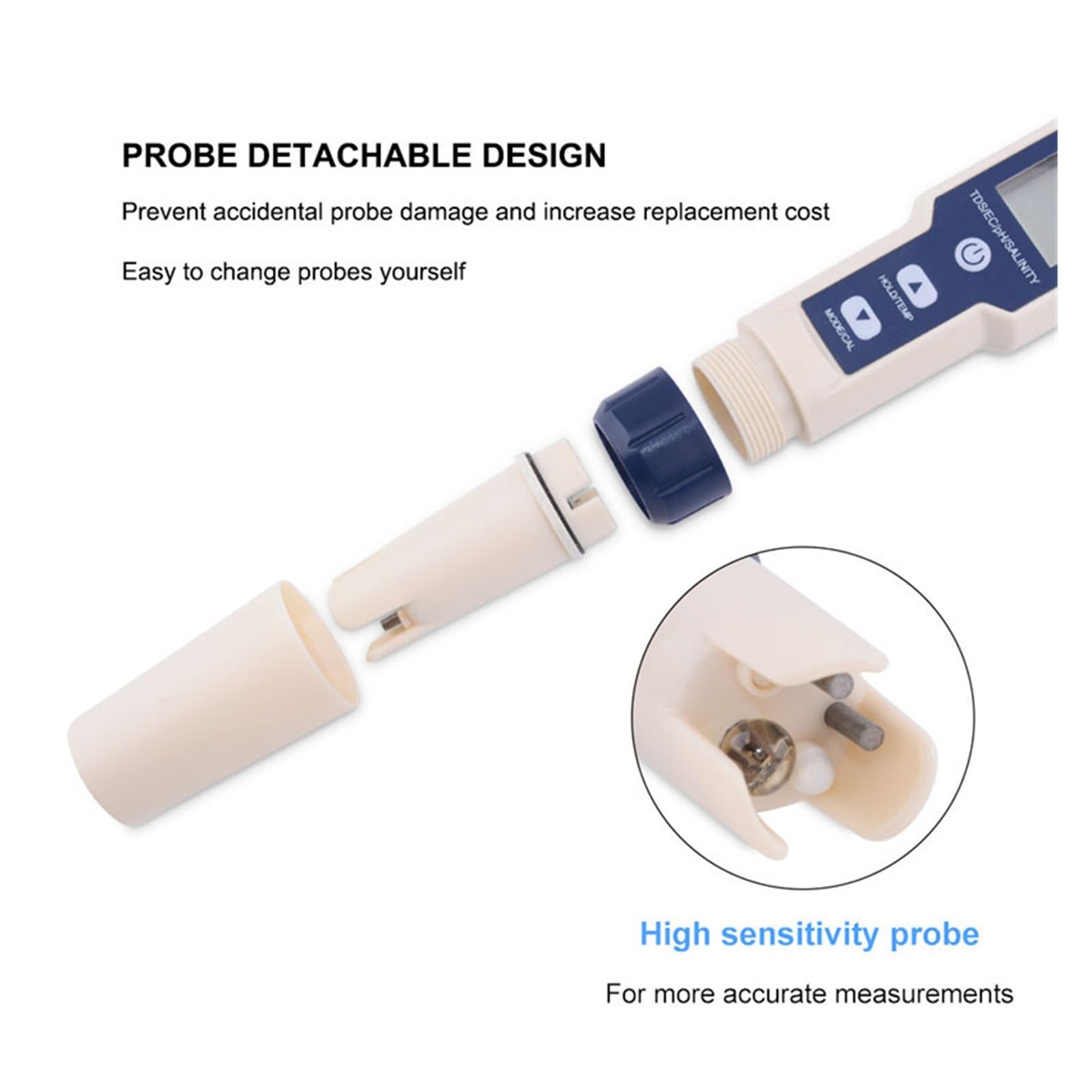 Tester di qualità dell'Acqua 5 in 1 Digitale TDS/EC/PH/Salinità/Temperatura for Piscine e acquari Uso Esterno