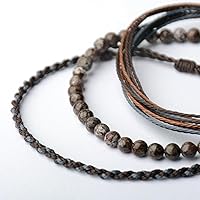 Vista 391 de Handmade Natural Stone Beaded Healing Bracelet Gift for Men Adjustable Rope String Bracelet