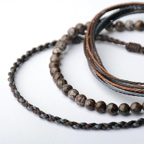 Miniatura 6 de Handmade Natural Stone Beaded Healing Bracelet Gift for Men Adjustable Rope String Bracelets (snowflake)