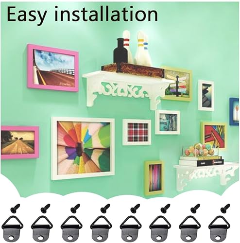 Miniatura 4 de Hocansen 100 ganchos triangulares para fotos, anillos en D, triangulares, sin rastro, con un solo agujero con tornillos para obras de arte, marcos