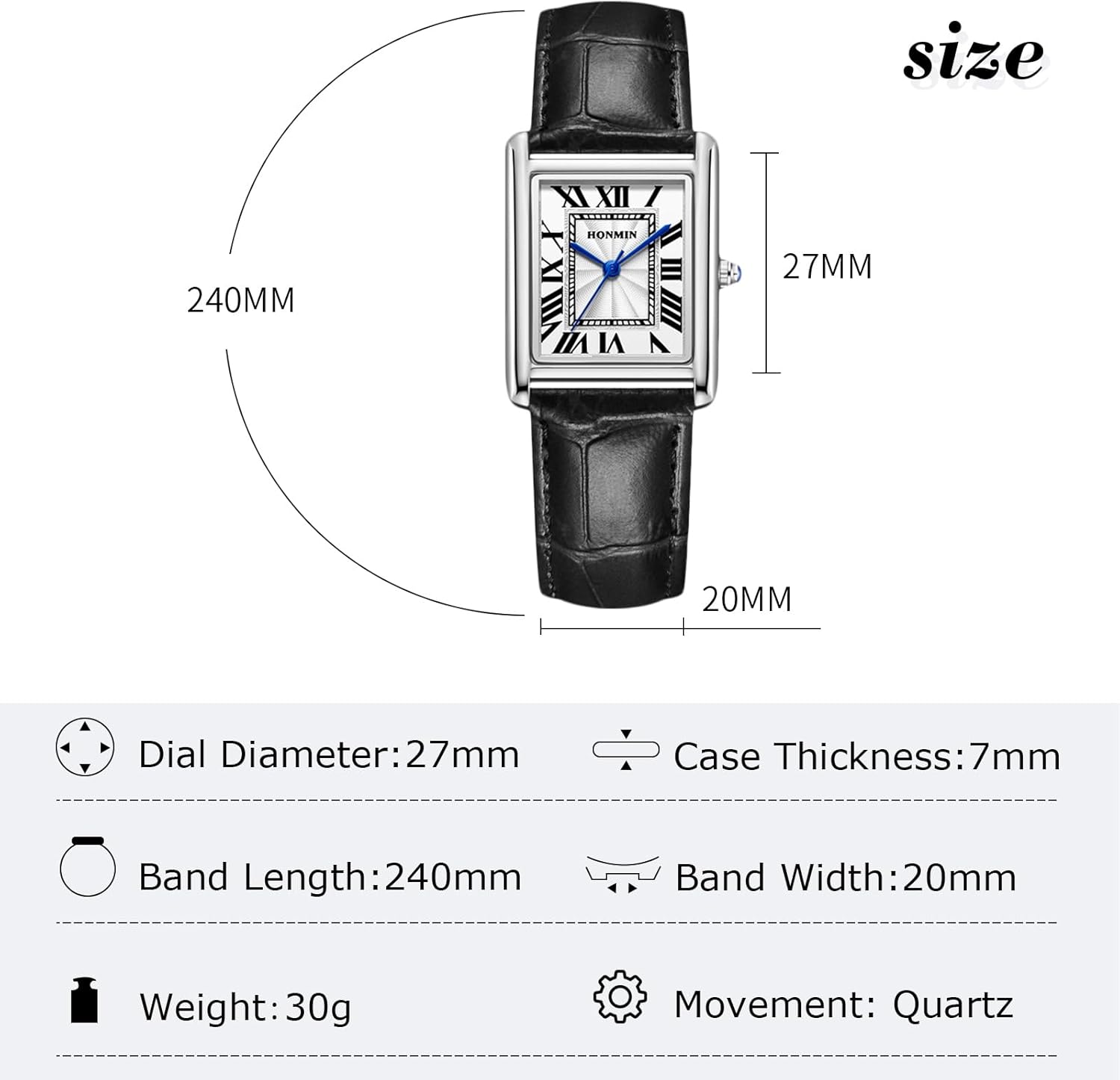 RORIOS Unisex Watch Valentines Couple Pair Quartz Watches Rectangular Wristwatch for Men Women Leather Strap Watch Roman Numeral Wristwatches