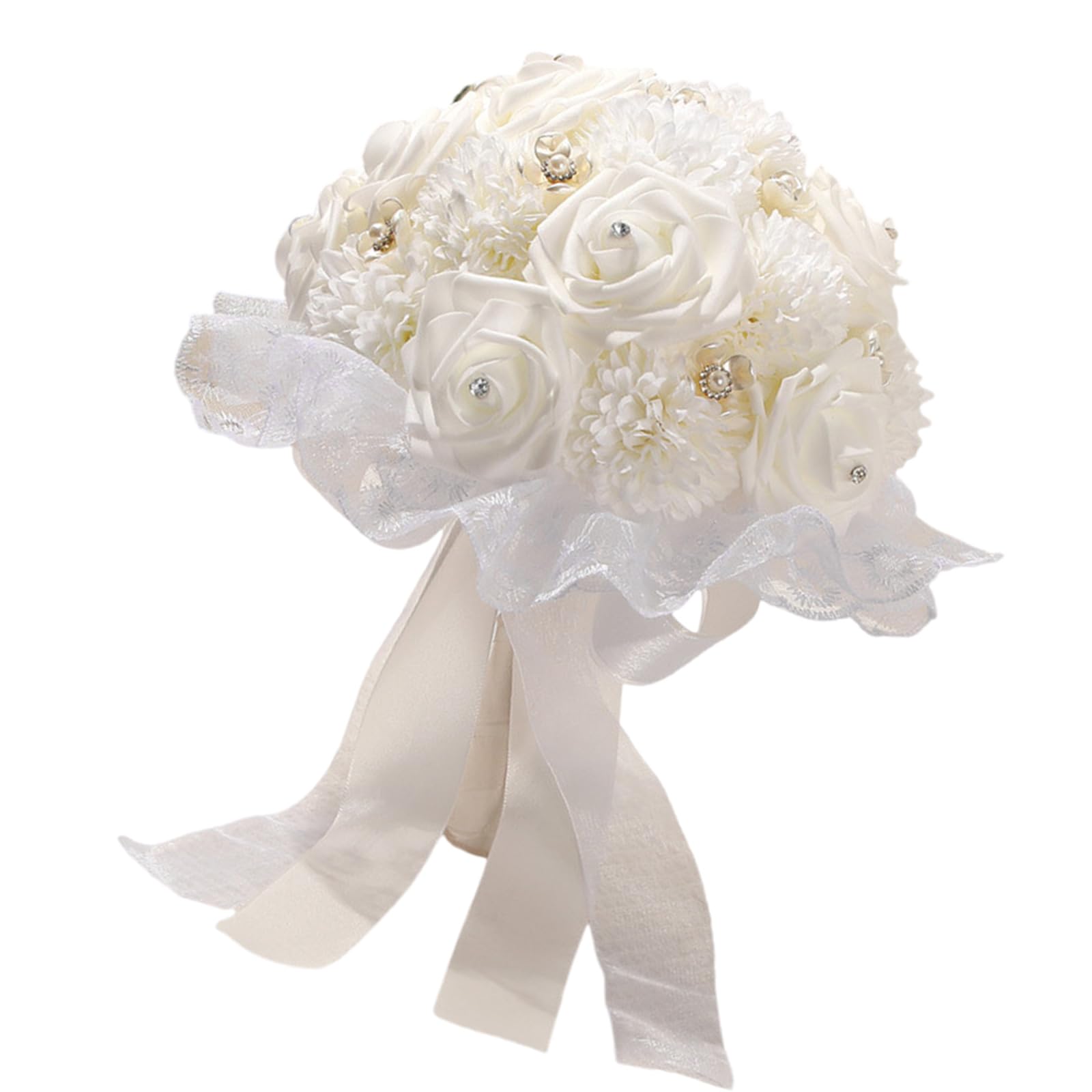 Msioytog Realistic Silk Wedding Bouquet with for Ceremonies Photo and Display Wedding Bouquet Artificial Flowers Realistic Silk Floral Ergonomic Bridal Hand Photography Prop Flowers Accessories