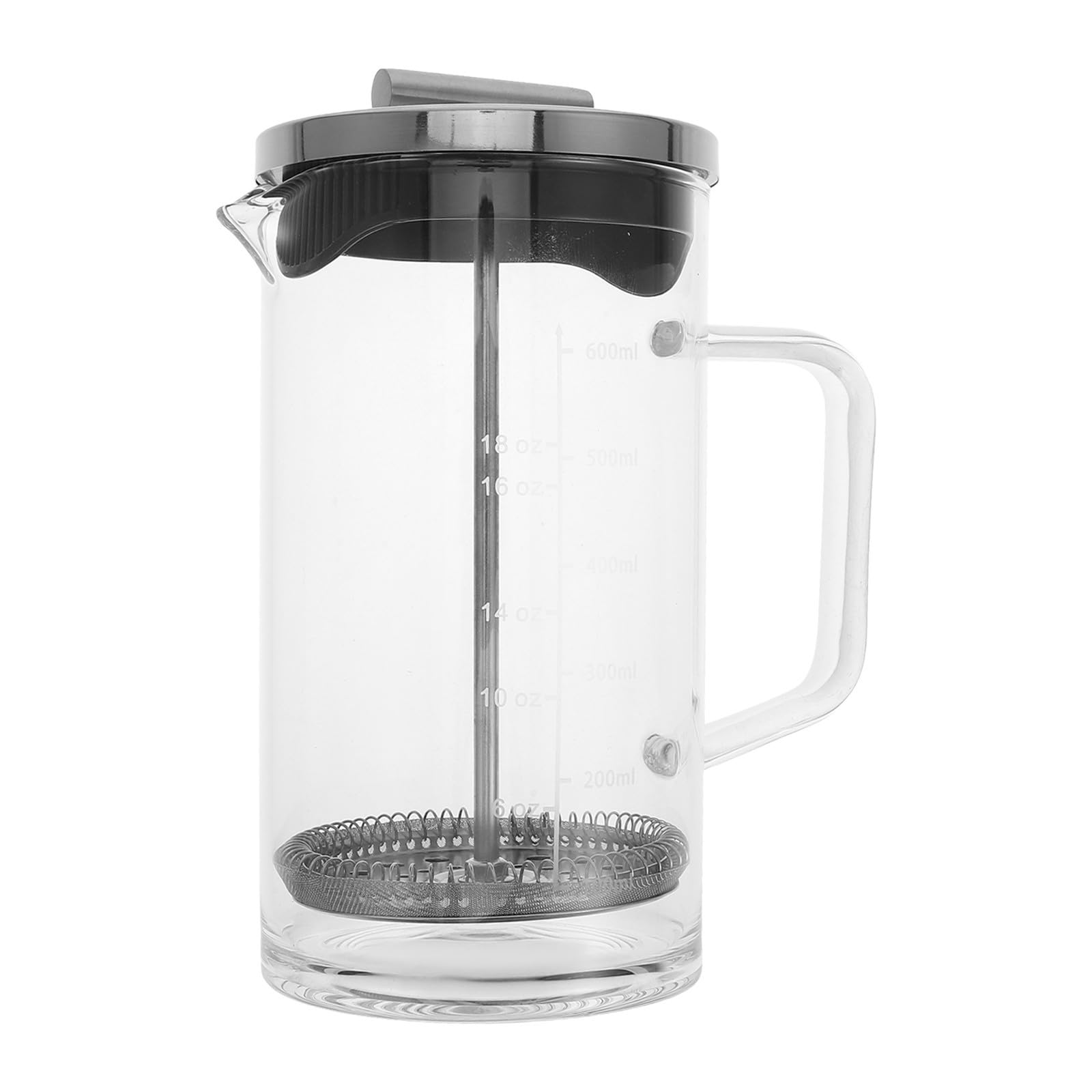 MAGICLULU Cafetière à Piston Manuelle en Acier Inoxydable pour Préparer Café et Thé 600ml avec Fond Épais et Graduation Restaurant