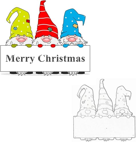 Tres troqueles de metal con marco de gnomo, lindos tres gnomos de Papá Noel de Navidad, plantillas de manualidades, tarjetas de corte, troqueles de