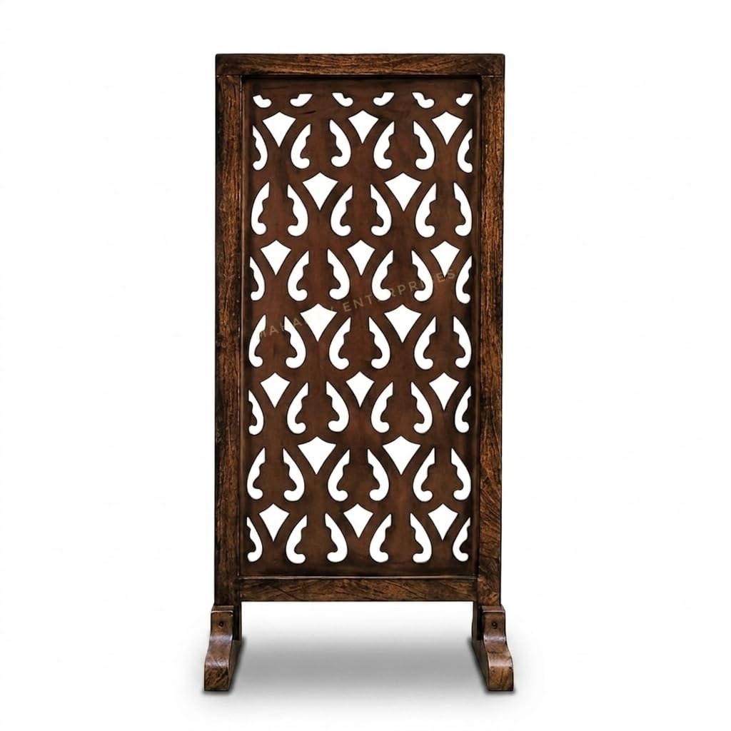 Wooden Room Divider Living Room Partition Panel | 1 Panel Decorative Divider | 3 Feet Height | Handcrafted Wooden Partition for Home, Living Room & Mandir Décor-image-0