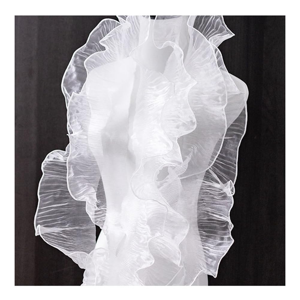 Passamano Plissettato In Organza - 12 Cm Largo, 3 Metri, Per Abiti E Decorazioni