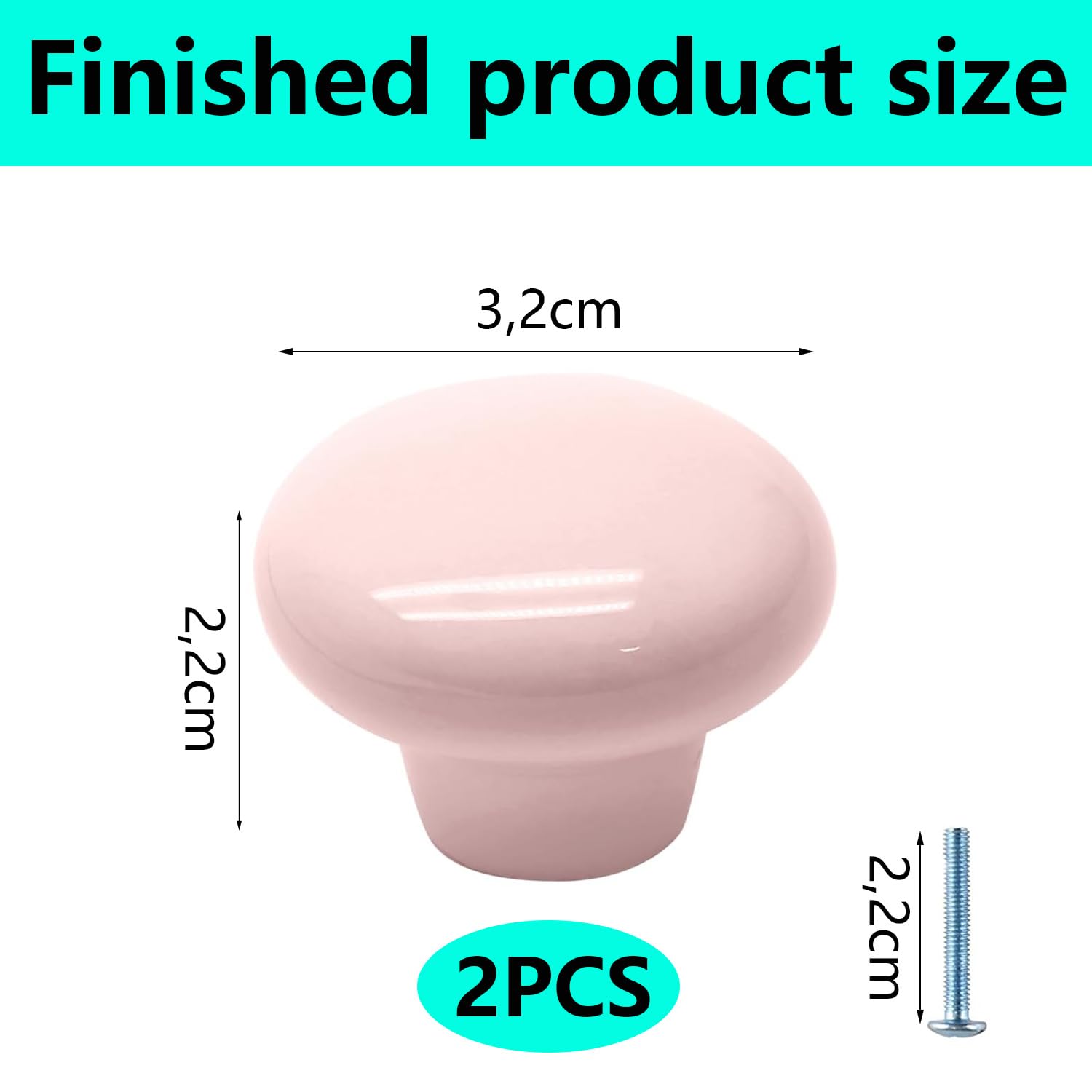 QZKJQDD 2 Pack Pink Cupboard Knobs, Single Hole Cupboard Handle - Image 2