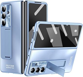 for Samsung Galaxy Z Fold 7 6 5 4 3 5G Case Built-in Screen Protector & Kickstand Invisible Bracket, Camera Protect Heavy Duty Shockproof Cases Cover Z Fold 5,Blue
