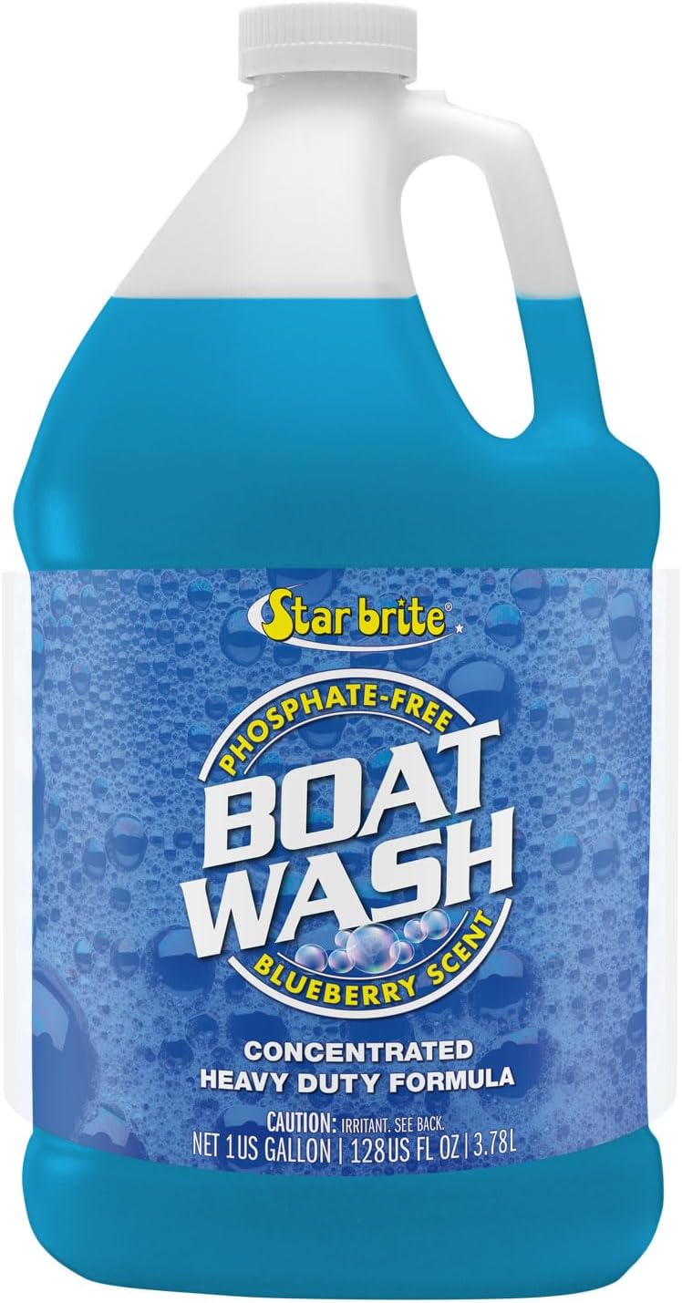 STAR BRITE Concentrated Boat Wash - Heavy-Duty, Non-Streak Formula for Sparkling Hulls, Decks, Chrome and Fittings - Fresh Blueberry Scent - 128 OZ Gallon (080400)