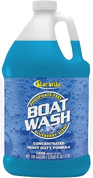 STAR BRITE Concentrated Boat Wash - Heavy-Duty, Non-Streak Formula for Sparkling Hulls, Decks, Chrome and Fittings - Fresh Blueberry Scent - 128 OZ Gallon 080400