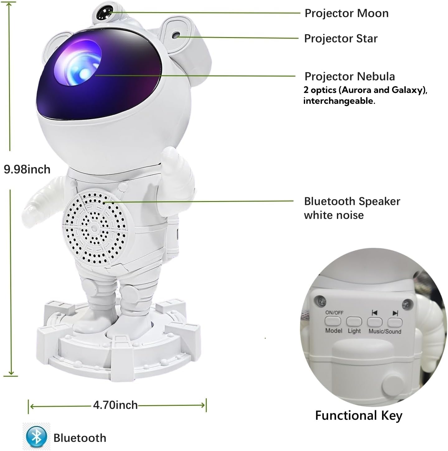 AB AttaBoy Aurora borealis Star Proiettore con timer e telecomando, altoparlante Bluetooth, per camera da letto, San Valentino, festa, compleanno, luce notturna