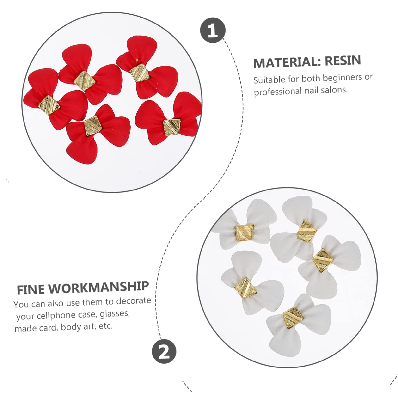 FOYTOKI 10pcs Bowknot Nail Charms Resin Nail Art Studs Manicure Decorations Long Term Use for Nail Salons DIY Projects