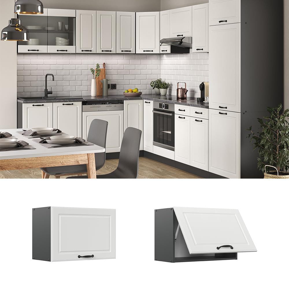 Vicco Pensile da cucina R-Line, Bianco rustico, 60 cm Piatto, per la libera combinazione all'interno di sistemi cucina modulari
