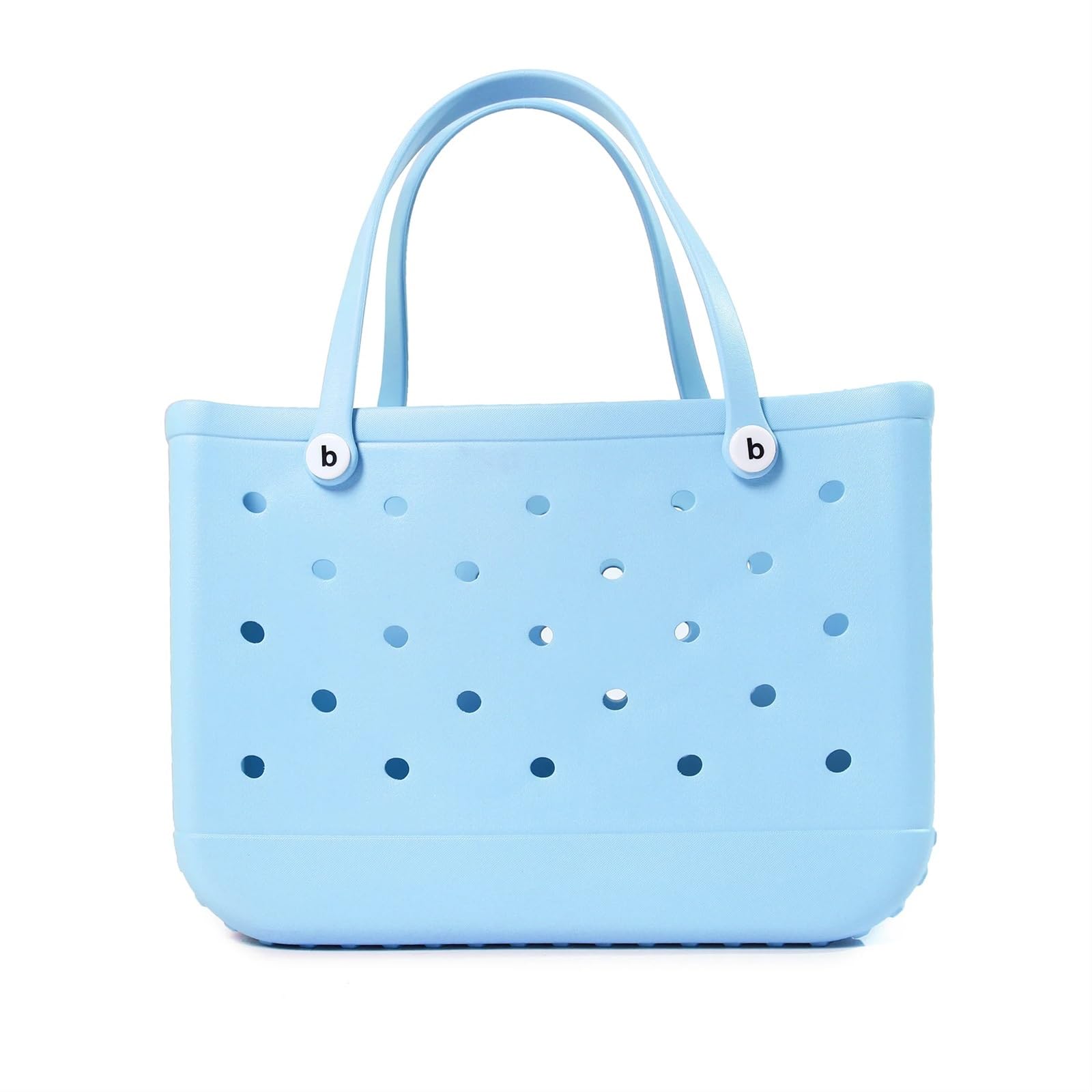 Générique Sac Extra Large D'été En EVA,Plage,Panier Femme Fourre-tout Pique-nique Trous Main Étanche,Pochette De Shopping Bandoulière(Sky blue,47 33 22)