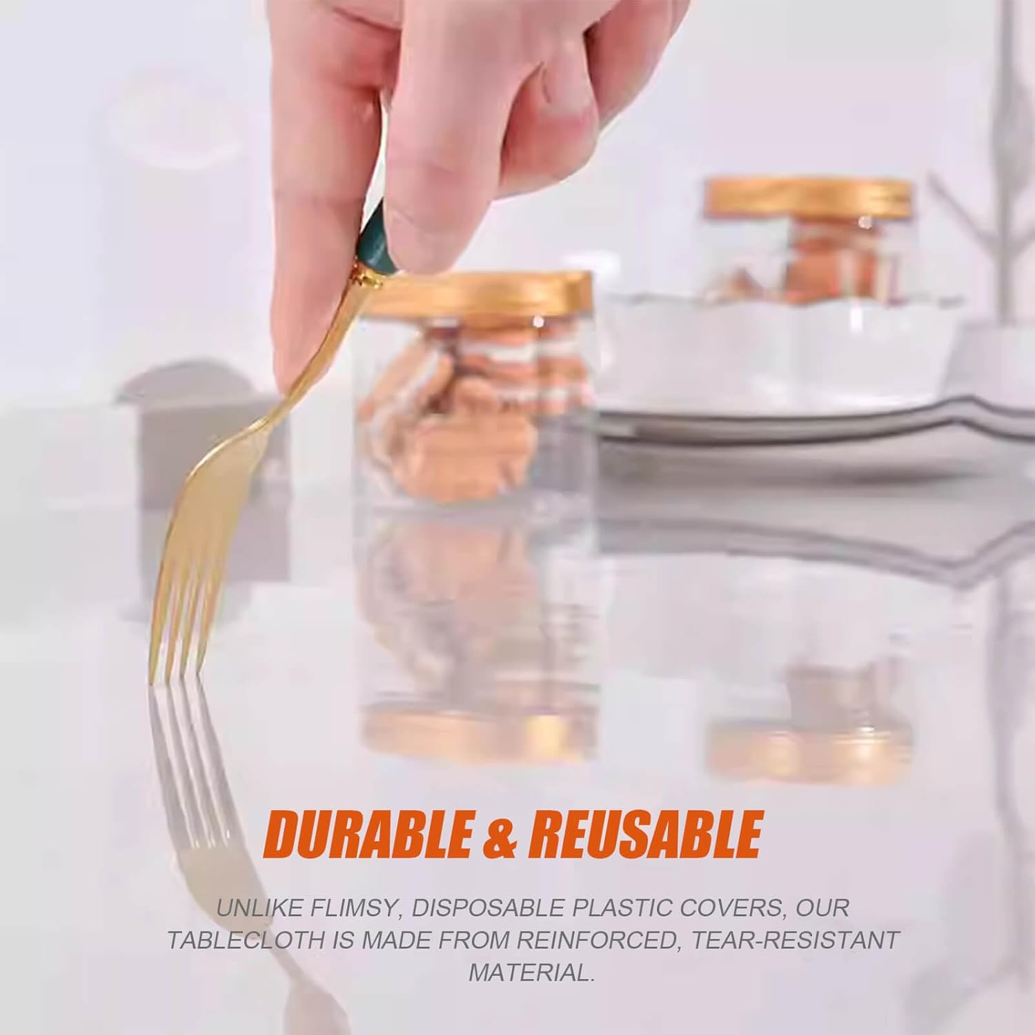 Clear PVC Tablecloth - Waterproof Plastic Table Cover Transparent Protection for Wedding, Party, Dining Table (32x120 Inch)