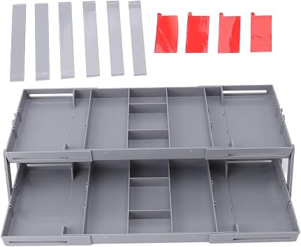Fockety Drawer Organizer, Multi Level Collapsible Drawer Organizer with Adjustable Compartments, Expandable Desk Organizer Trays for Jewelry, Makeup, Silverware Storage Organizer (2