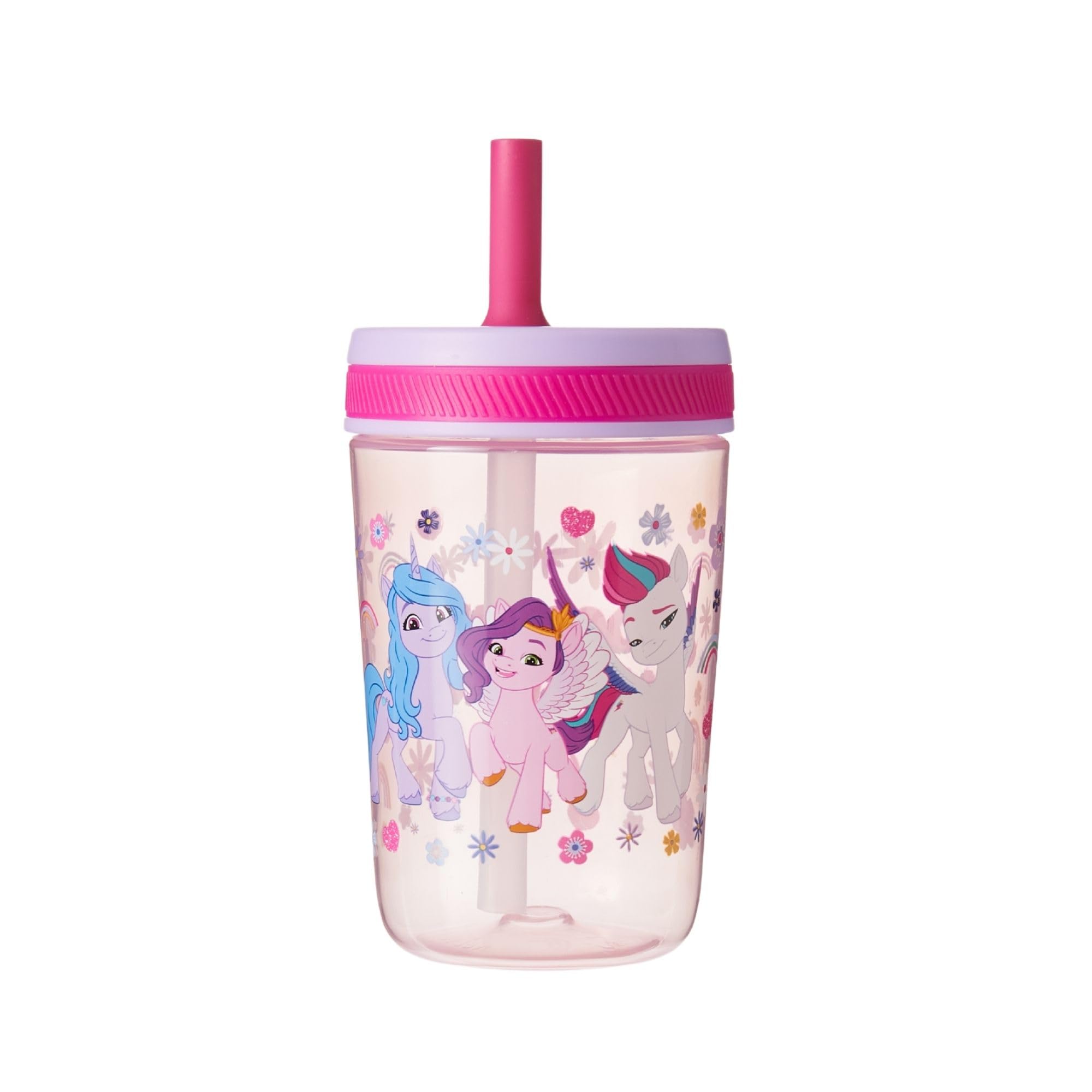 HOX Officially Licensed Kelso Children's Water Bottle with Soft Sipper Straw – 443ml, BPA-Free, Leak-Proof, Durable & Portable for Kids, Pink