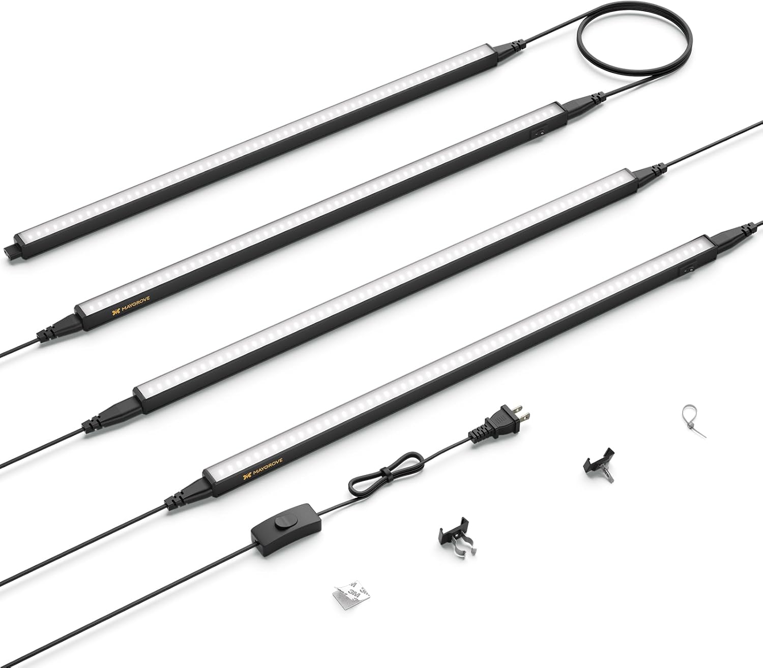 Plant Grow Light 2ft, 5000K Full Spectrum LED Grow Light Strips 60W (4 x 15W), T5 Growing Lamp for Indoor Plants, Greenhouse, High PPFD, Black, 4-Pack