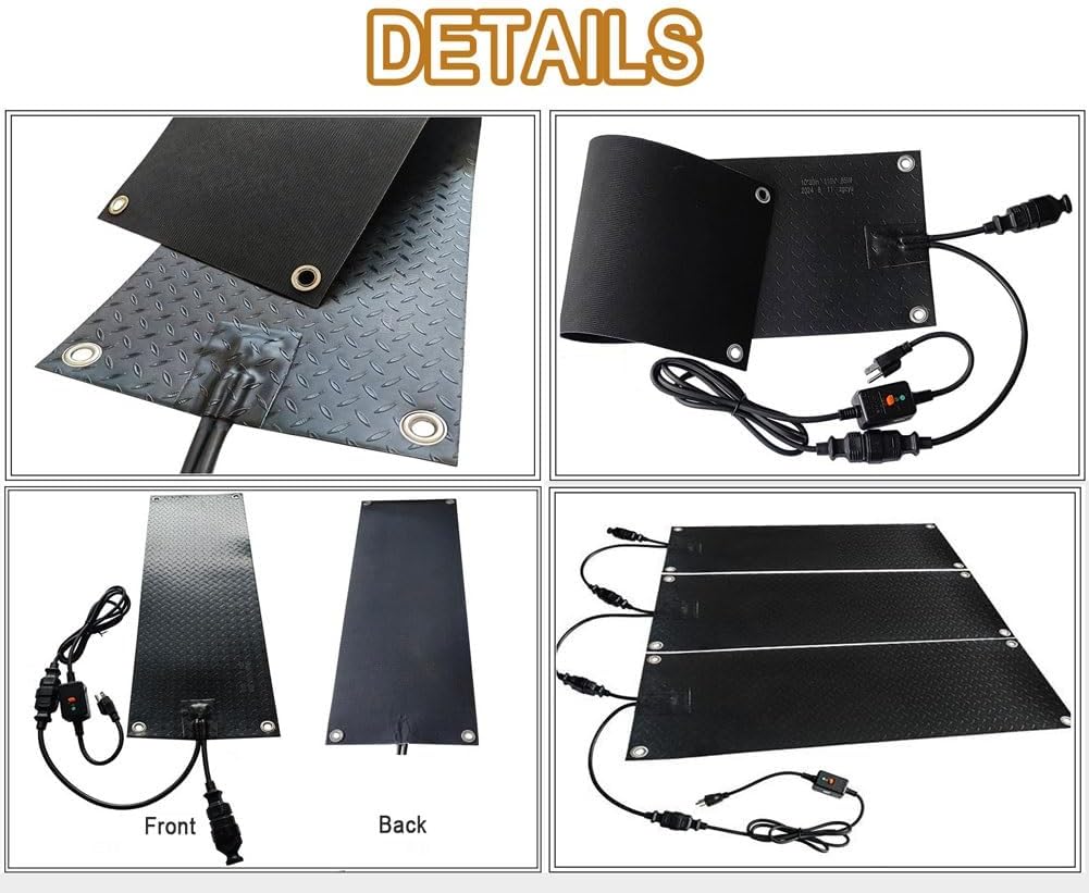 Heated Stair Treads for Outside Dogs, Snow Melting Mats for Outdoor Stairs Walkway Driveway, Heated Sidewalk Mats for Ice and Snow - with Power Cord, De-Icing Cables & Mats(5pcs,10"x48")