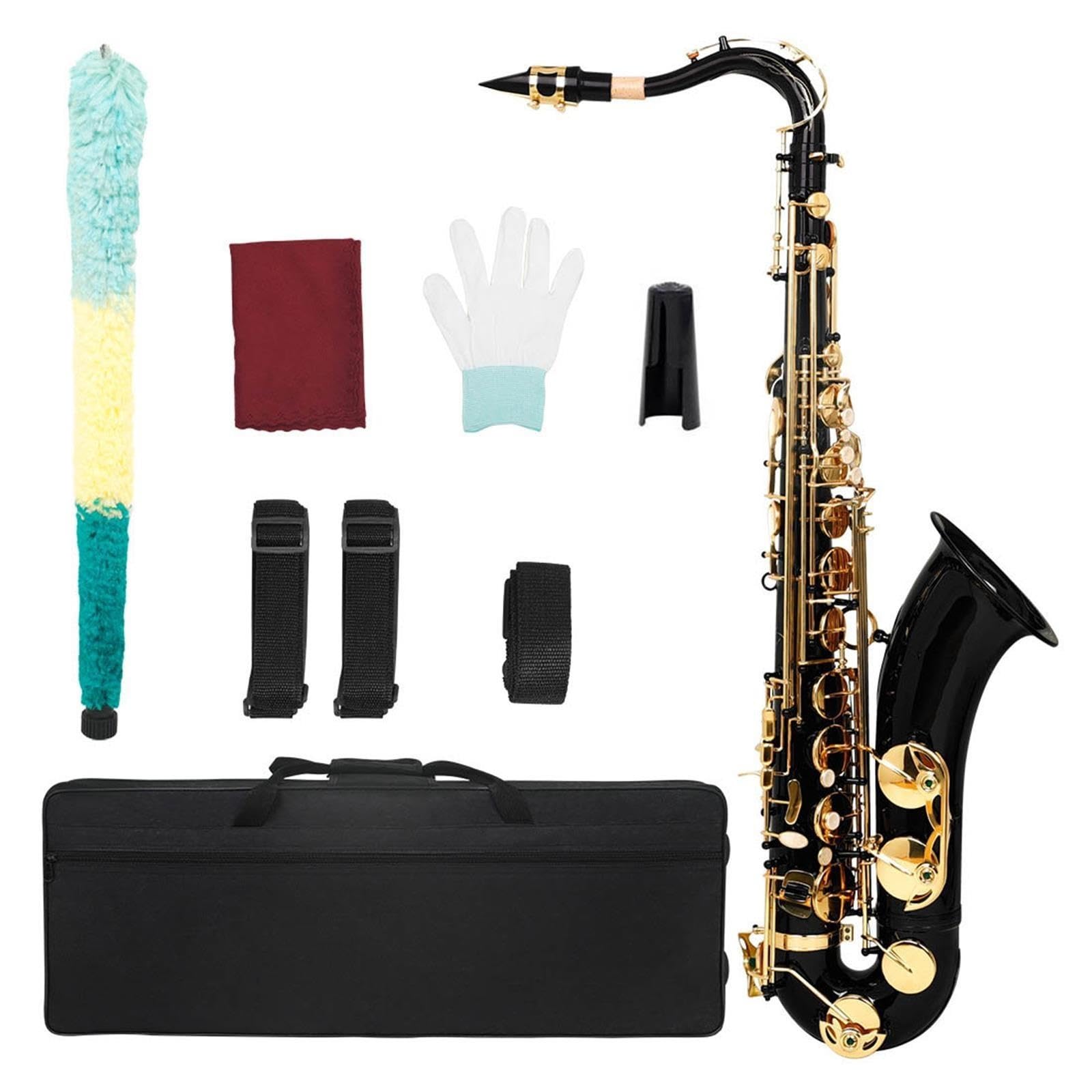 Saxofón Saxofón Tenor En Si Bemol Negro Con Teclas Doradas