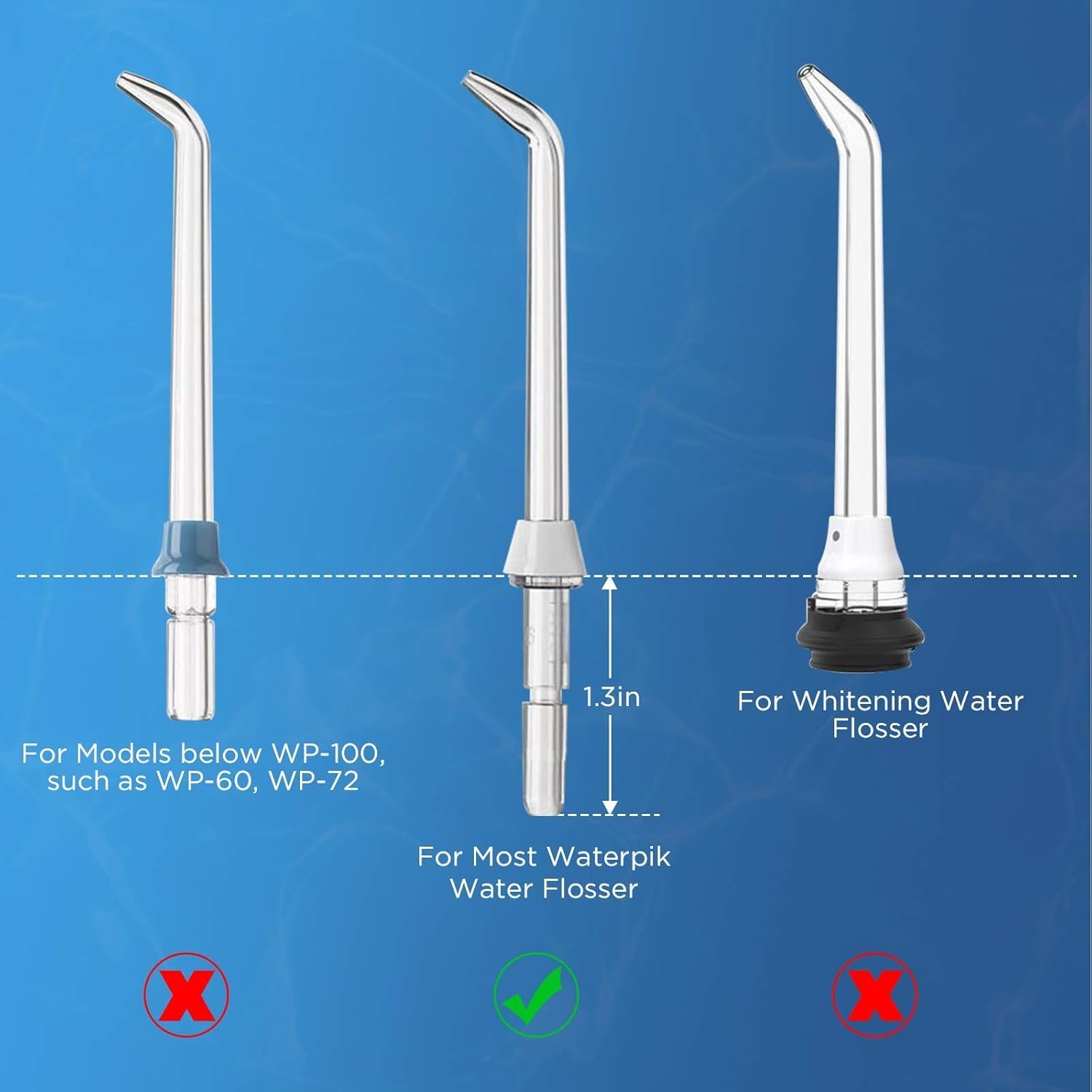 Compatibile Con Le Punte For Filo Interdentale Waterpulse V300-V700 Piezas del regador oral | Ugelli di ricambio, for V300/400/500/600/700, punte for irrigatore orale, drop-in.(4pcs STANDARD)