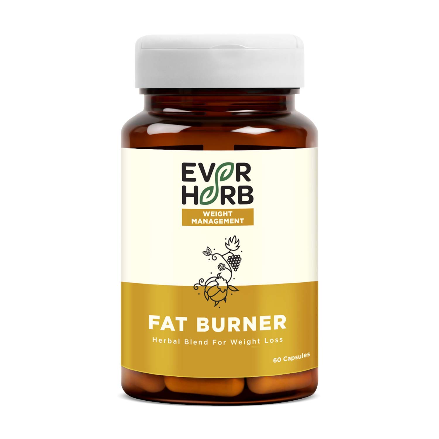 EVERHERB Herbal Burner - 60 Capsules | Promotes Increased Calorie Burning with Garcinia, Green Tea, Grape Seed and Piperine Extracts
