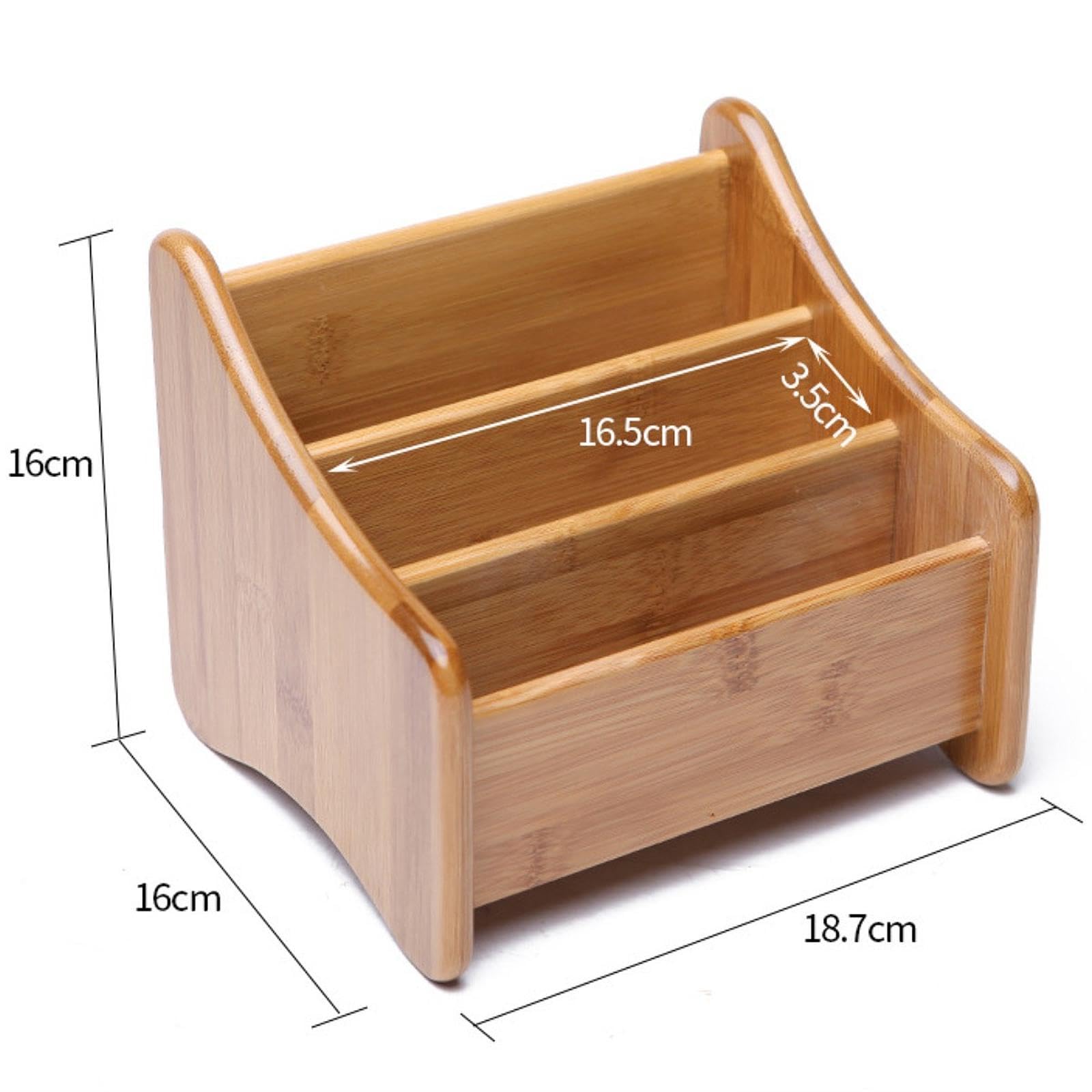 Cesta Organizadora para Mando a Distancia de TV, Decorativa, Portátil, de Bambú, para Salón O Dormitorio, 3 Compartimentos, Individual