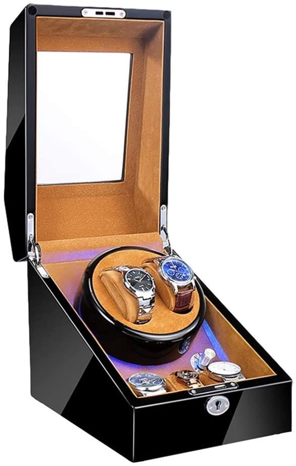 CGCSYZ Automatic Watch Winder Box Built-in LED Light Flexible Watch Pillow Dual Power Supply Piano Paint Exterior Quiet Motor Accessories