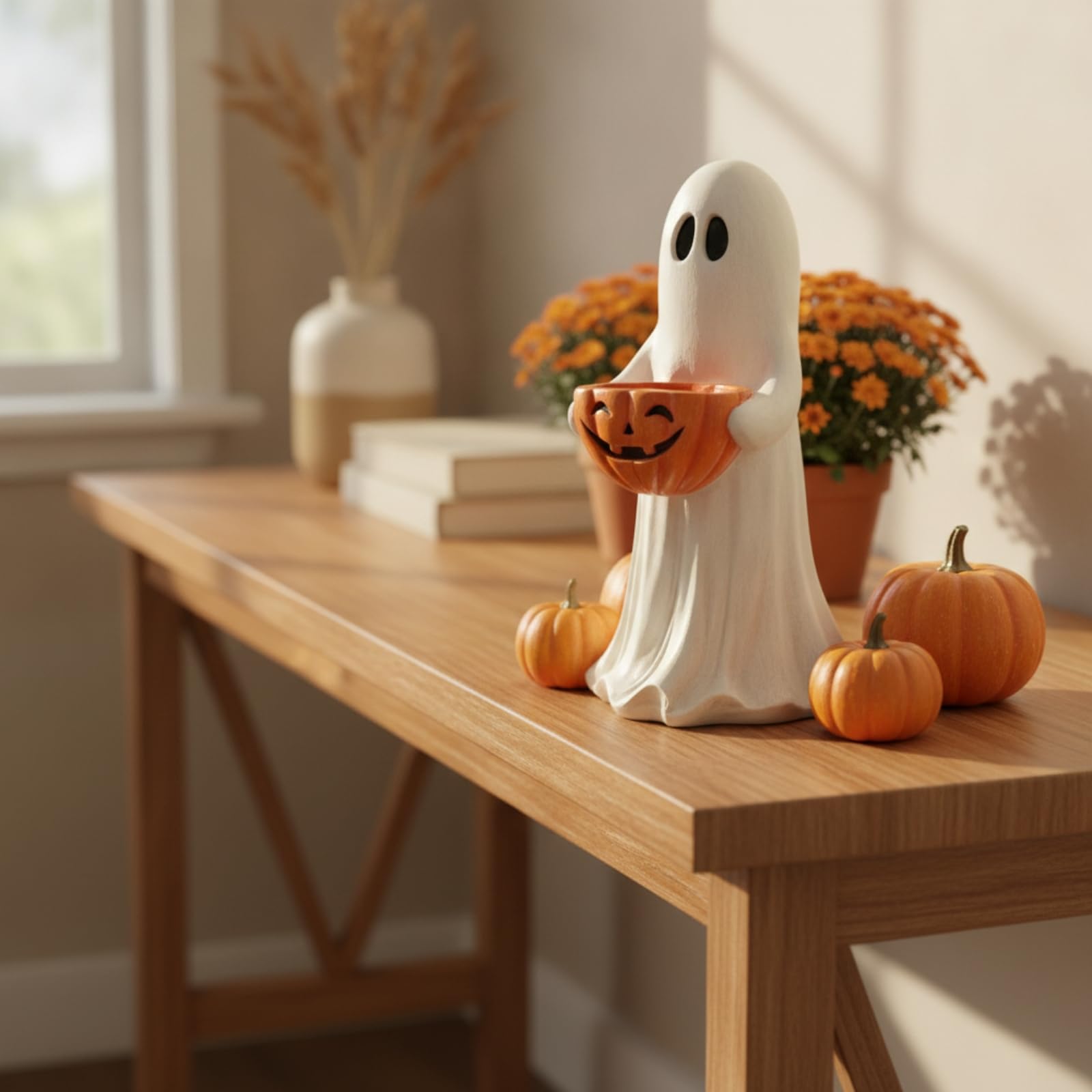 con Zucca Festivo Soprammobile | Resina Resistente Intemperie, Statuetta di, Ciotola Caramelle a Forma di Zucca, per, Cortile, Stile A