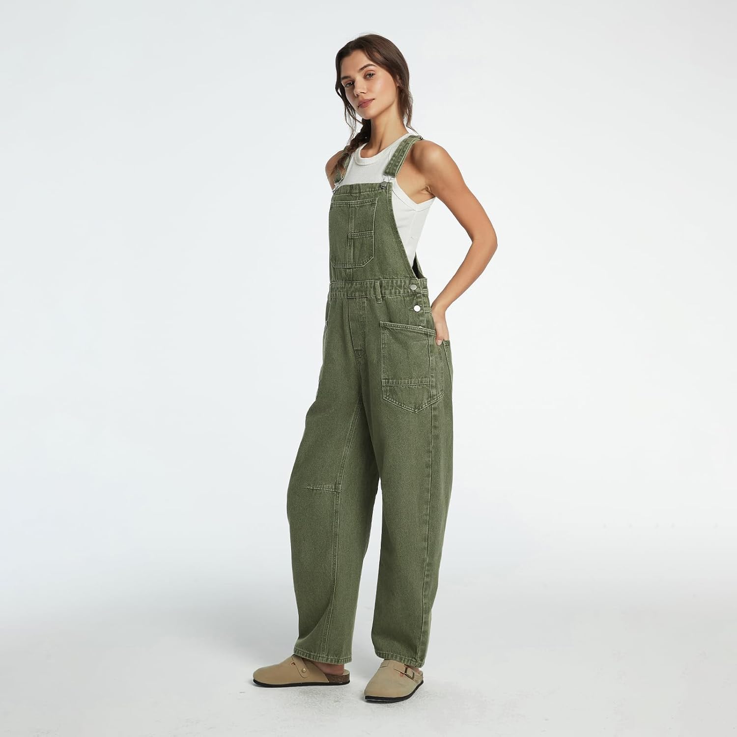 Women's Denim Bib Overalls Casual Adjustable Strap Jean Jumpsuit Denim Romper With Pockets - Image 6