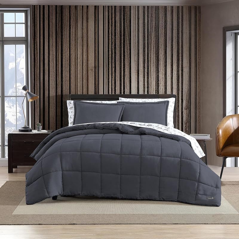 Image of BSB HOME Winter Bedding Set - Cozy, Warm, and Plush for Ultimate Comfort 500 GSM Hevay Winter Blanket with Woollen King Size Pillow Covers, Color- Grey