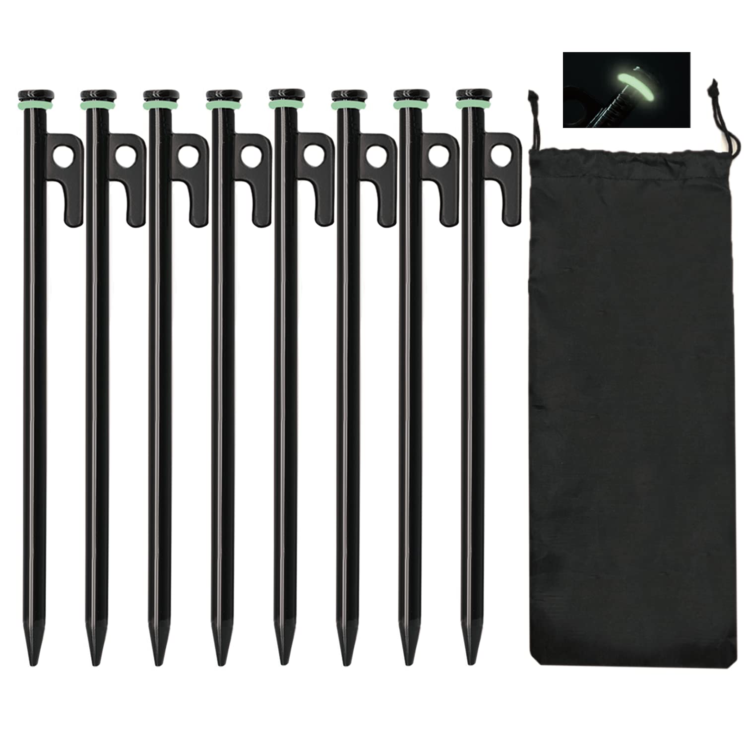 Heavy Duty Forged Steel Tent Stakes - 8Pcs 10in + Storage Pouch, Ideal for Rocks, Grassland, Desert, Stormy Weather — image 1