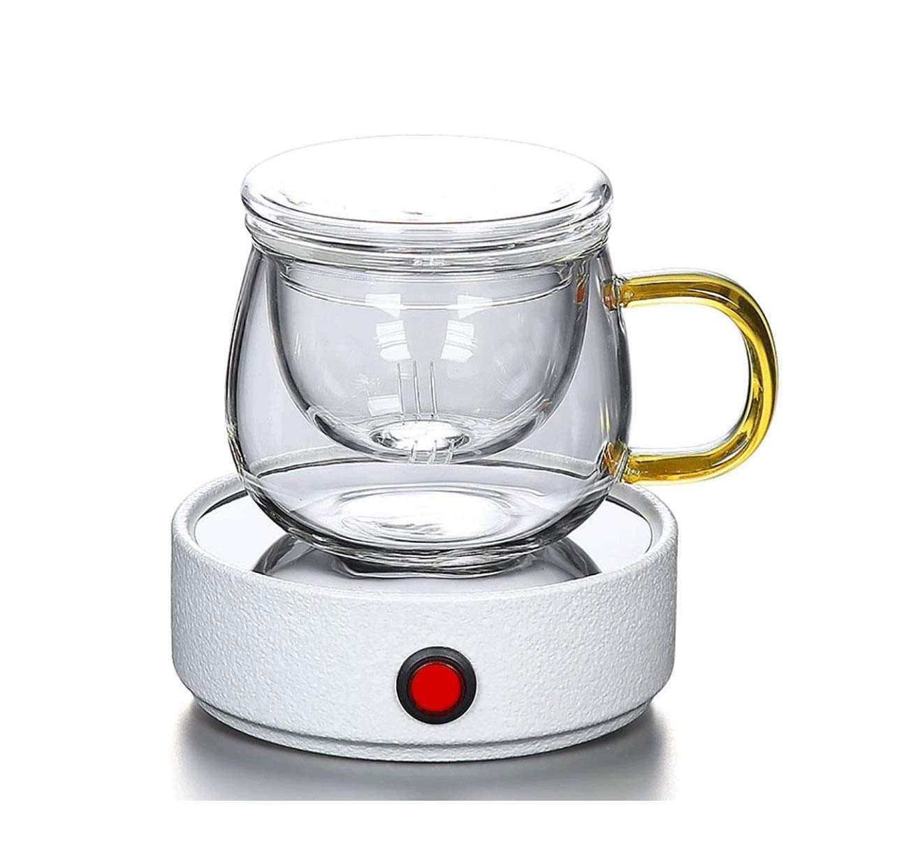 Taza De Café Calentador Posavas, Taza Eléctrica Leche Tea Bebida Placa De Calefacción, Taza De Termostato De Agua Hervida De Alta Temperatura, Blanco (Color : A)