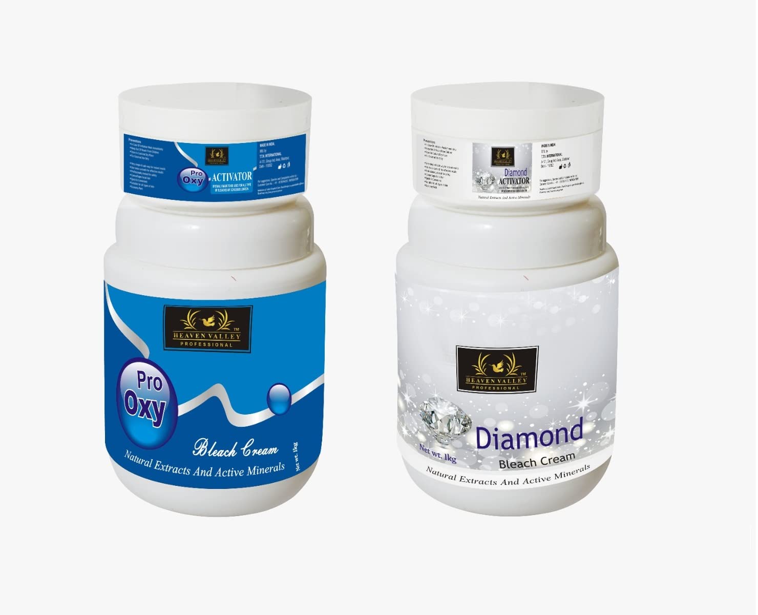 Heaven Valley Pro Oxy Bleach Cream & Diamond Bleach Cream 1kg with Natural Extracts and Active Minerals