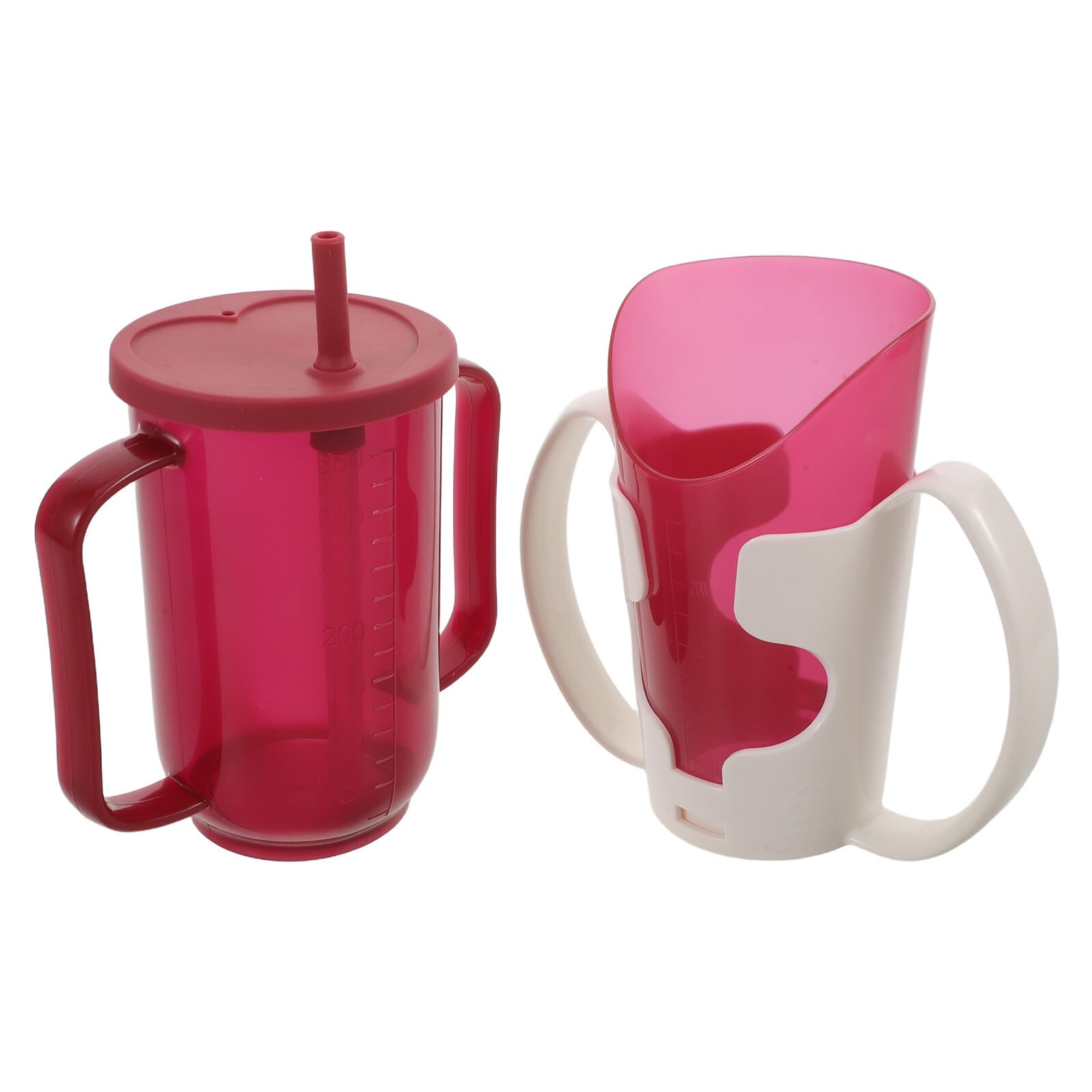 Yardenfun 2 Vasos Antiderrames para Personas Mayores Capacidad de 250ml, Diseño Ergonómico y Plástico Resistente para Uso en Hospital y Hogar