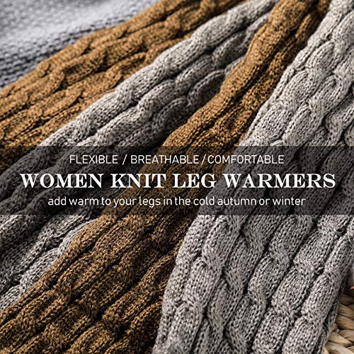 Image of SATINIOR Syhood 4 Pairs Cable Knit Leg Warmers Women Winter Knitted Crochet Knee Boot Stockings Cuffs Long Legging Socks